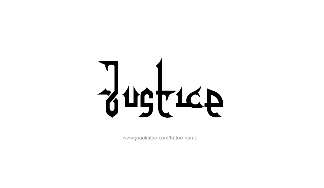 Classic Justice Word Tattoo Stencil