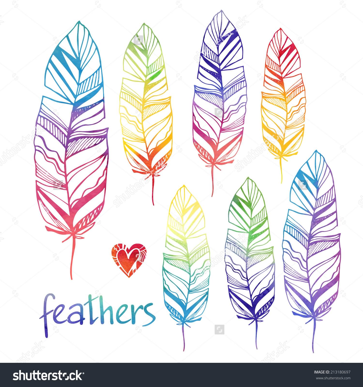 Colorful Pigeon Feathers Tattoo Flash