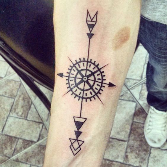 Compass Viking Tattoo On Forearm For Girls