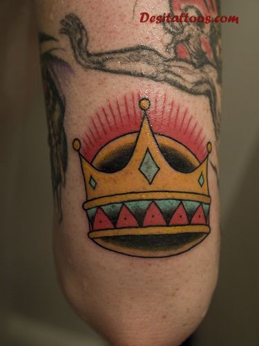 Crown Tattoo Design For Elbow