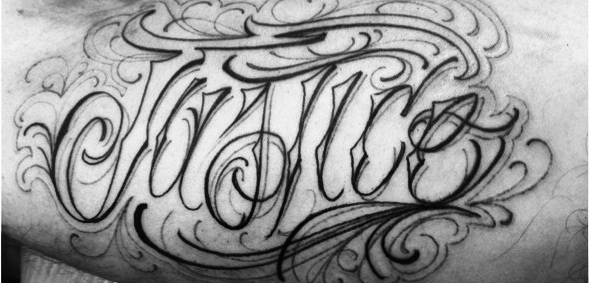 Fantastic Justice Word Tattoo Design