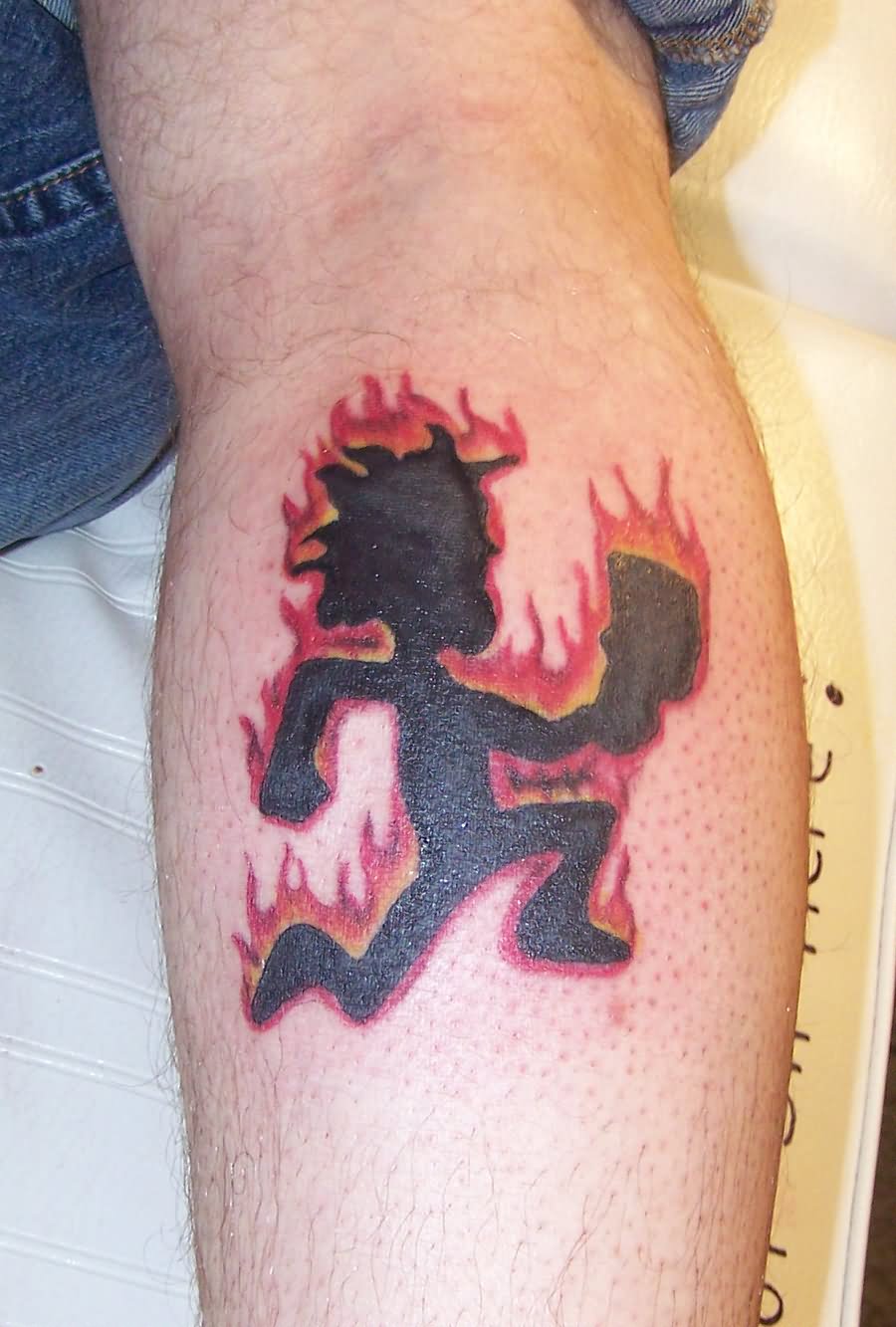 Flaming Hatchman Tattoo Design For Leg By Kelly Glaser