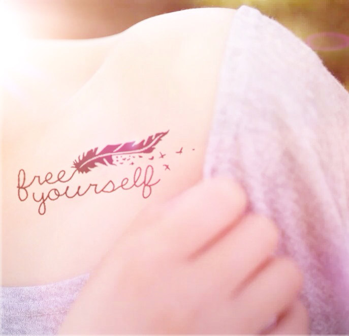Free Yourself - Pigeon Feather Tattoo Design