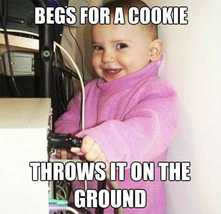 Funny Baby Meme Begs For A Cookie Image