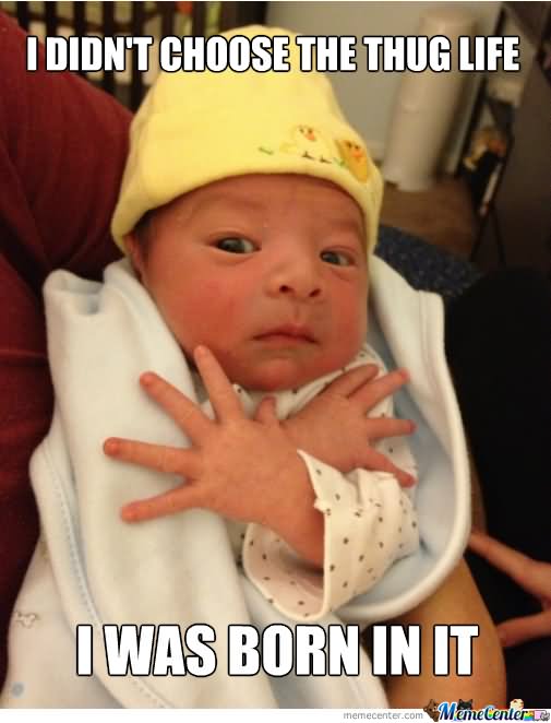 Funny Baby Meme I Didn't Choose The Thug Life Picture