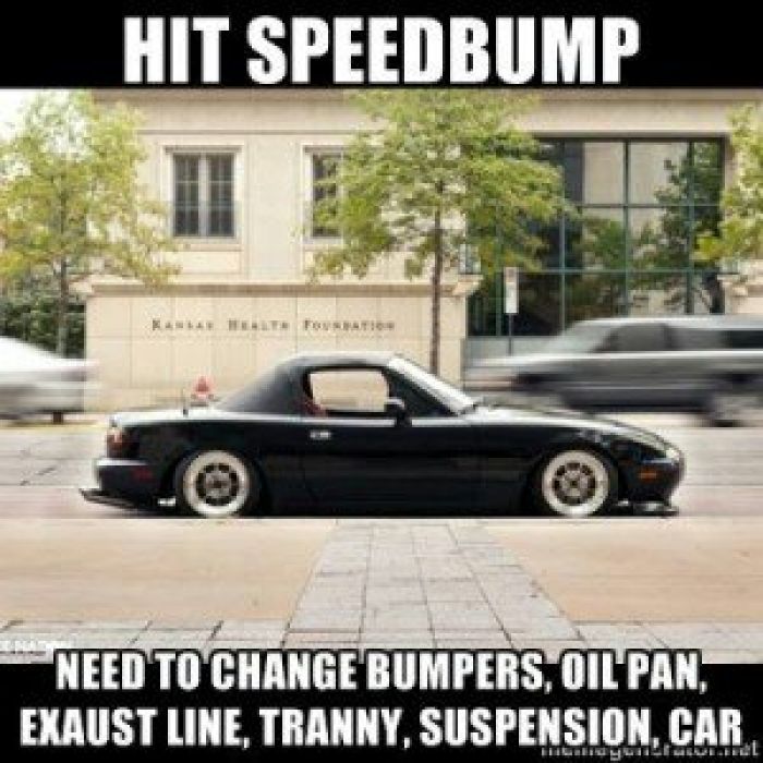 Funny Car Meme Hit Speedbump Image