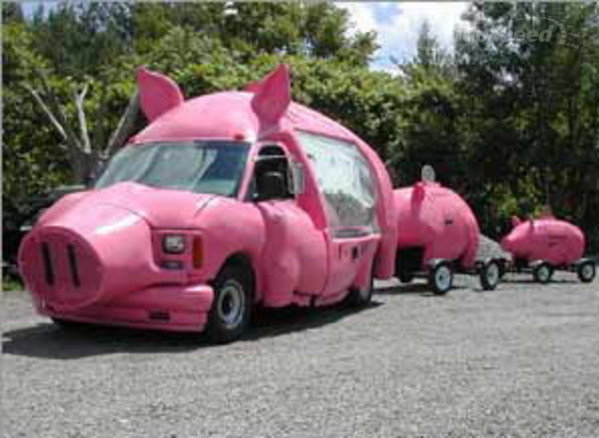 Funny Looking Pink Pig Shape Car Image For Facebook