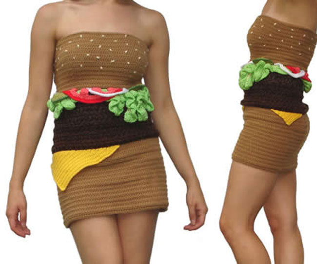 Girl In Weird Hamburger Dress Funny Picture