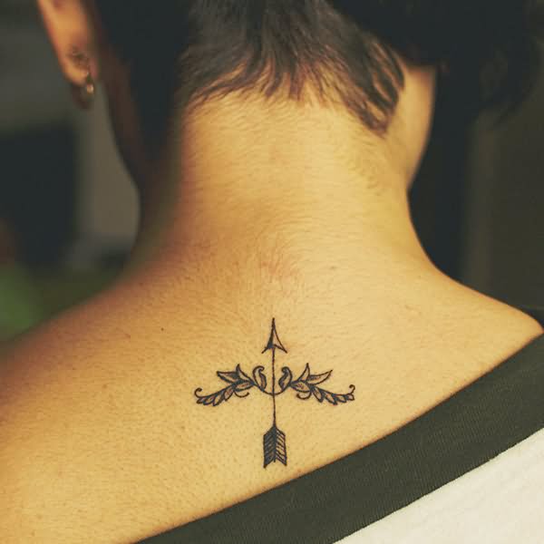 Girl Upper Back Sagittarius Tattoo