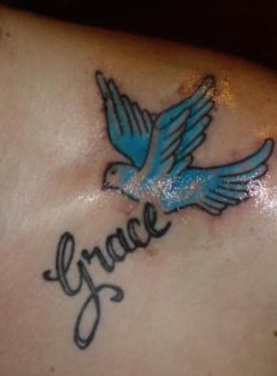 Grace - Flying Pigeon Tattoo Design For Shoulder