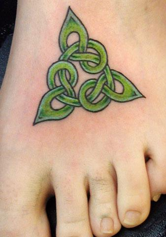 Green Square Celtic Knot  Tattoo On Foot