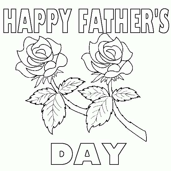 Happy Father's Day Rose Flower Bud Coloring Page