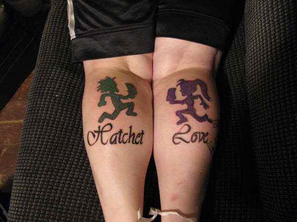 Hatchet Love - Black Two ICP Logo Tattoo On Both Leg Calf