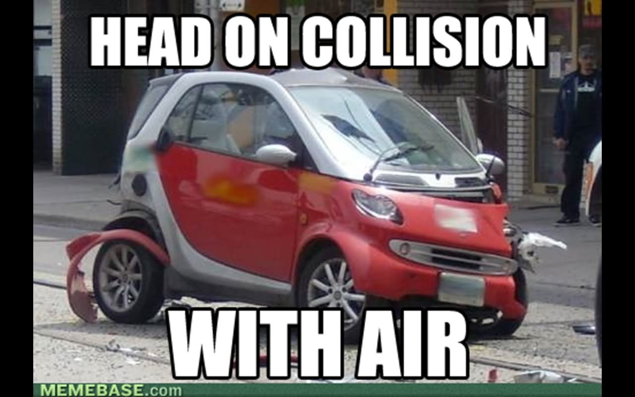 Head On Collision With Air Funny Car Meme Picture For Whatsapp