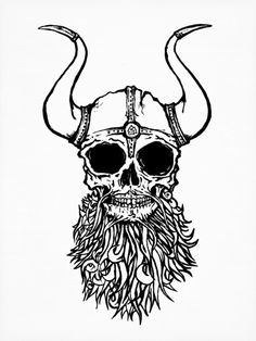 Horned Helmet Viking Skull Tattoo Design