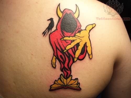 ICP Devil Tattoo On Right Back Shoulder
