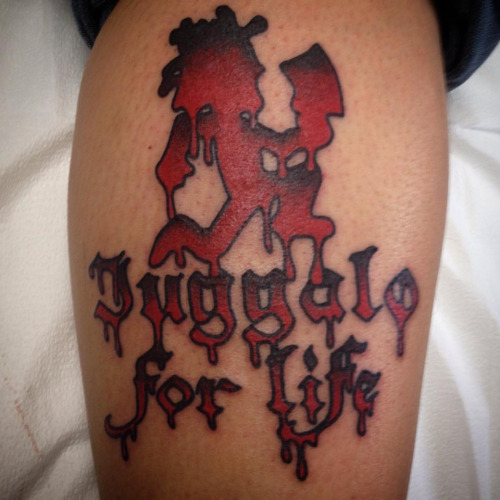 Juggalo For Life - Red Melting ICP Logo Tattoo Design For Leg