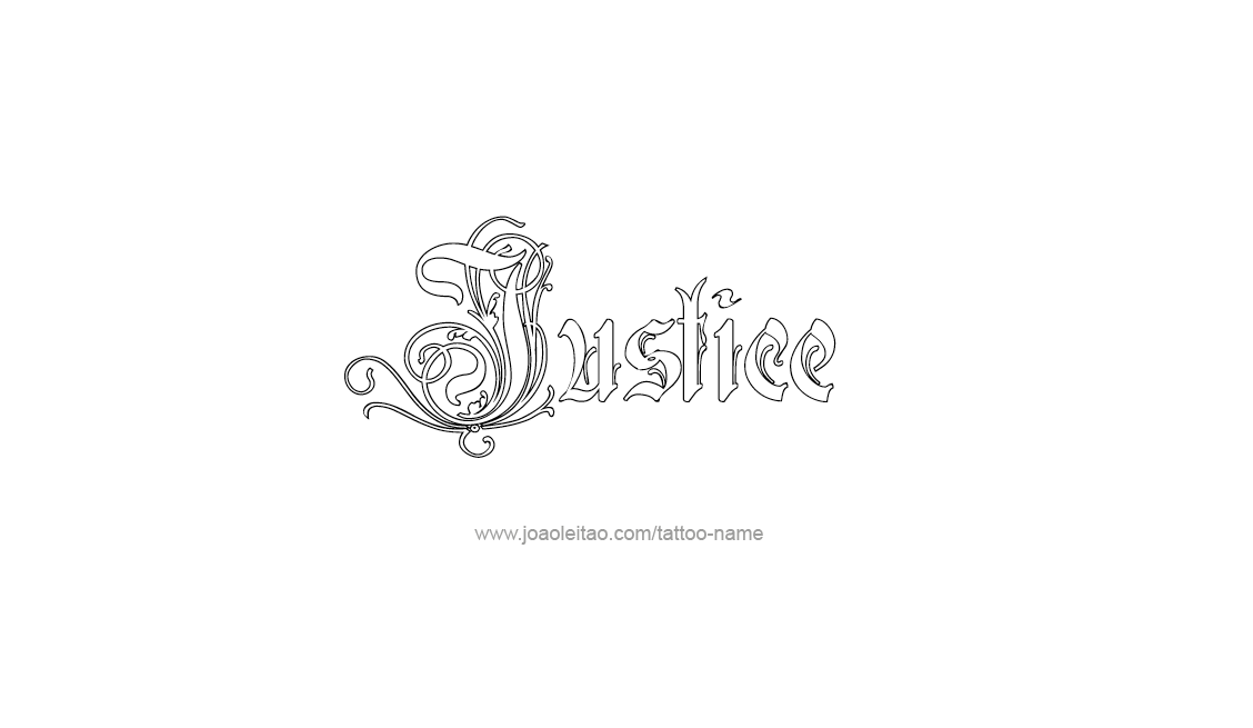 Justice Lettering Tattoo Design