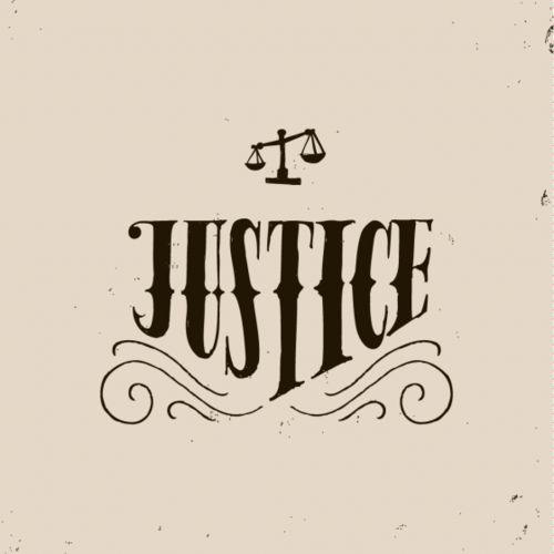 Justice Word With Justice Scale Tattoo Stencil