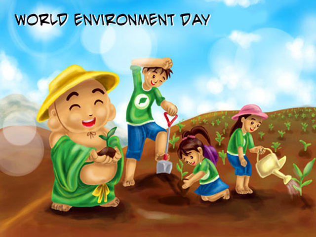 Kids Celebrating World Environment Day Clipart