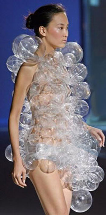Model In Funny Weird Bubble Dress