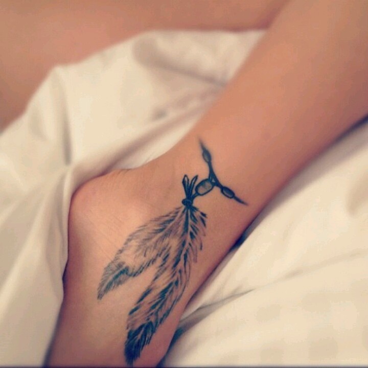 Pigeon Feather Tattoo On Ankle