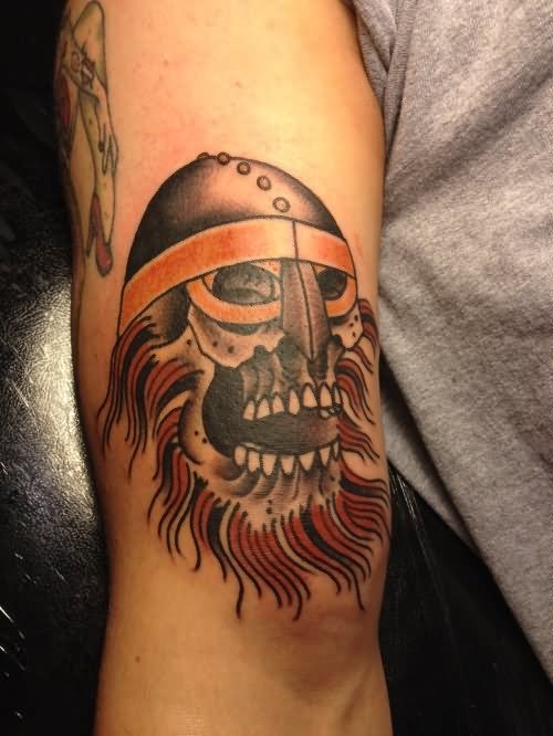 Right Bicep Viking Skull Tattoo Idea