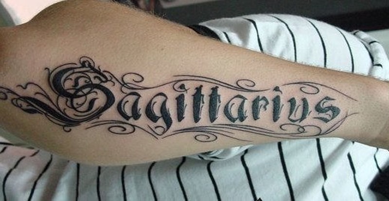 Sagittarius Tattoo On Right Arm