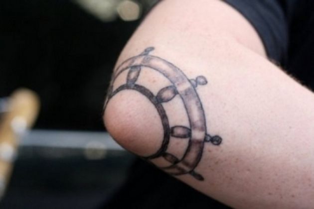 Sailor Wheel Tattoo Design For Elbow