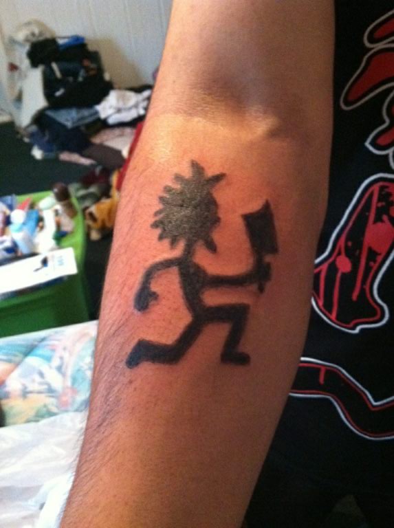 Silhouette Hatchetman Tattoo On Forearm By Joseph Mirelez