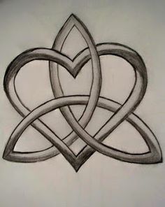 Simple Black Ink Heart With Celtic Knot Tattoo Design