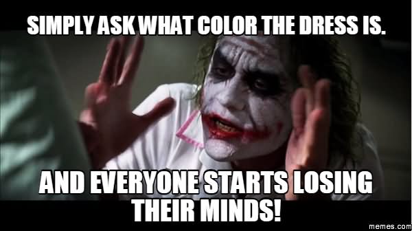 Simply Ask What Color The Dress Is Funny Meme Image
