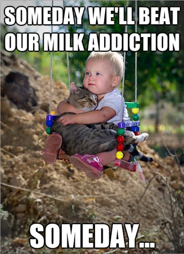 Someday We Will Beat Our Milk Addiction Funny Baby Meme Image