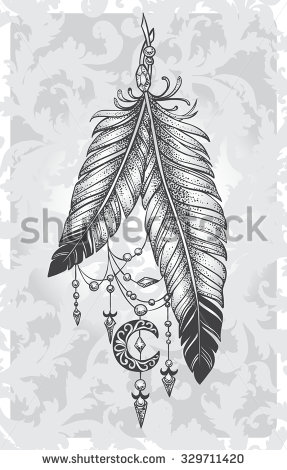 Traditional Pigeon Feather Tattoo Design