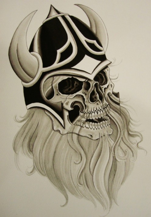Unique Viking Skull Tattoo Design