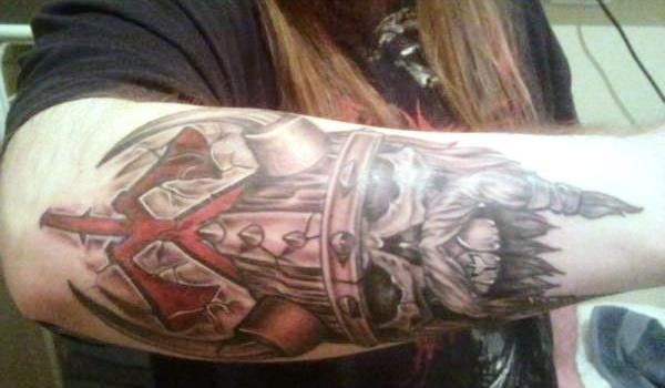 Viking Skull Tattoo On Right Sleeve