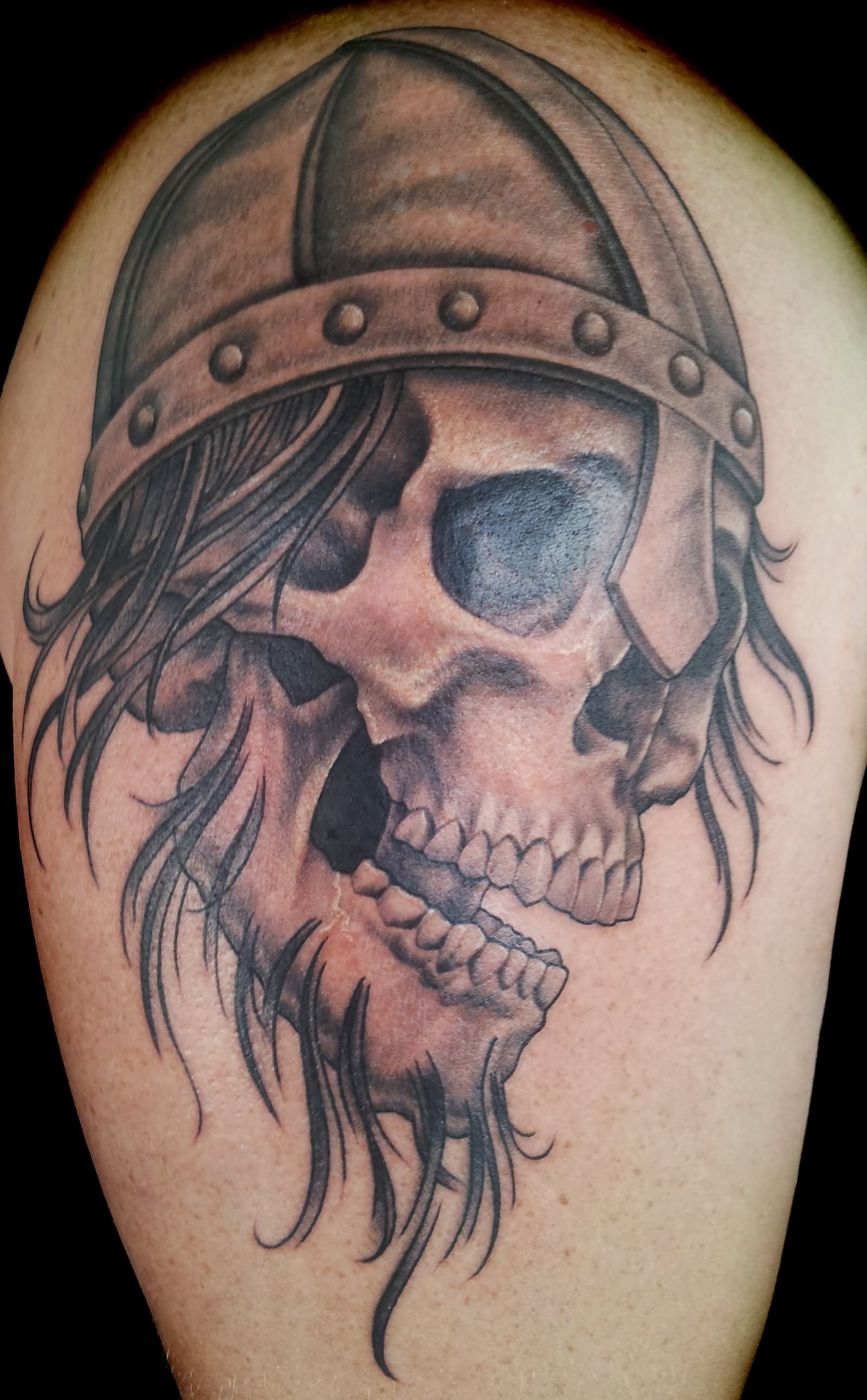 Viking Skull Tattoo On Shoulder
