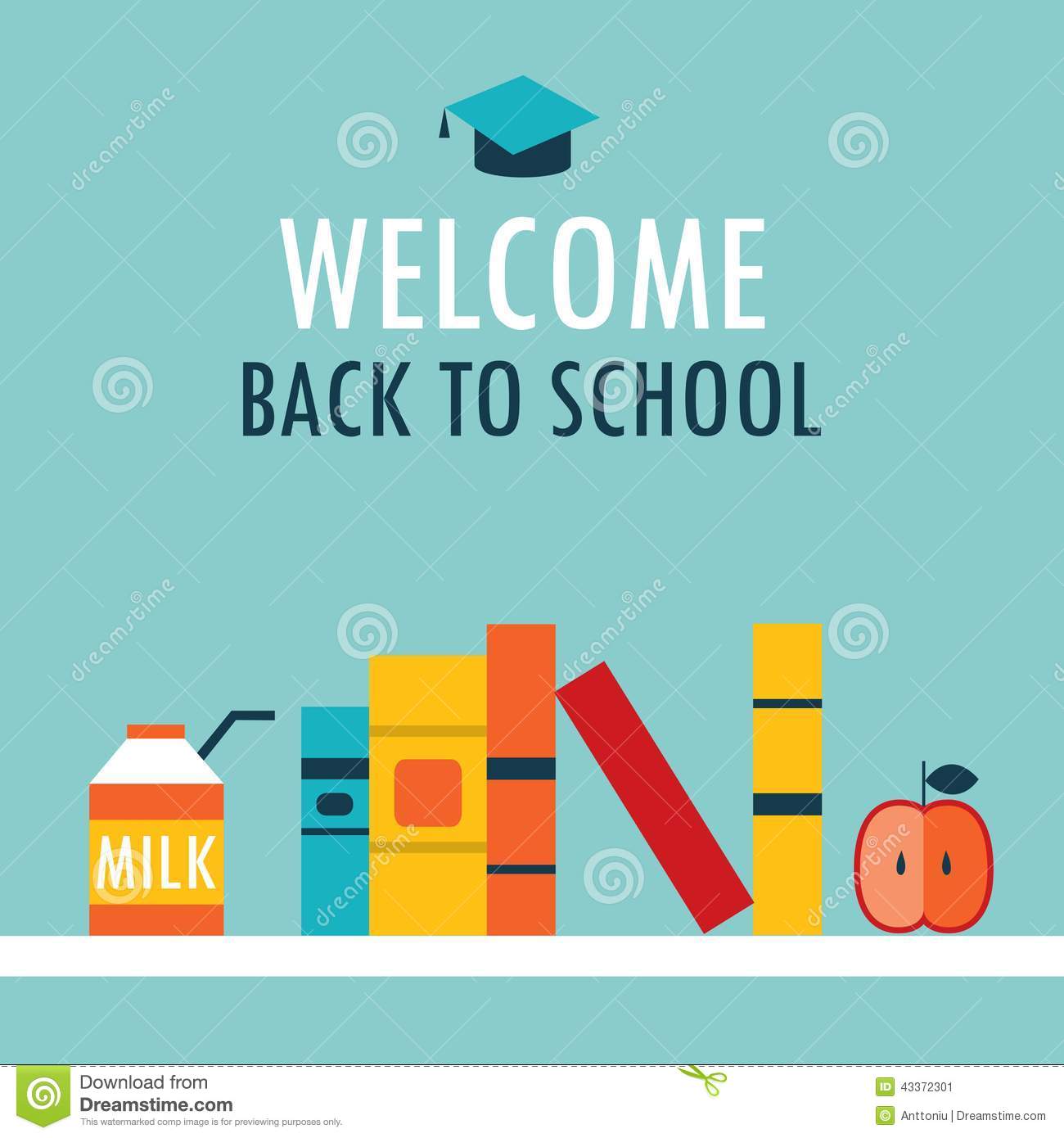 Welcome Back To School Books Milk And Apple