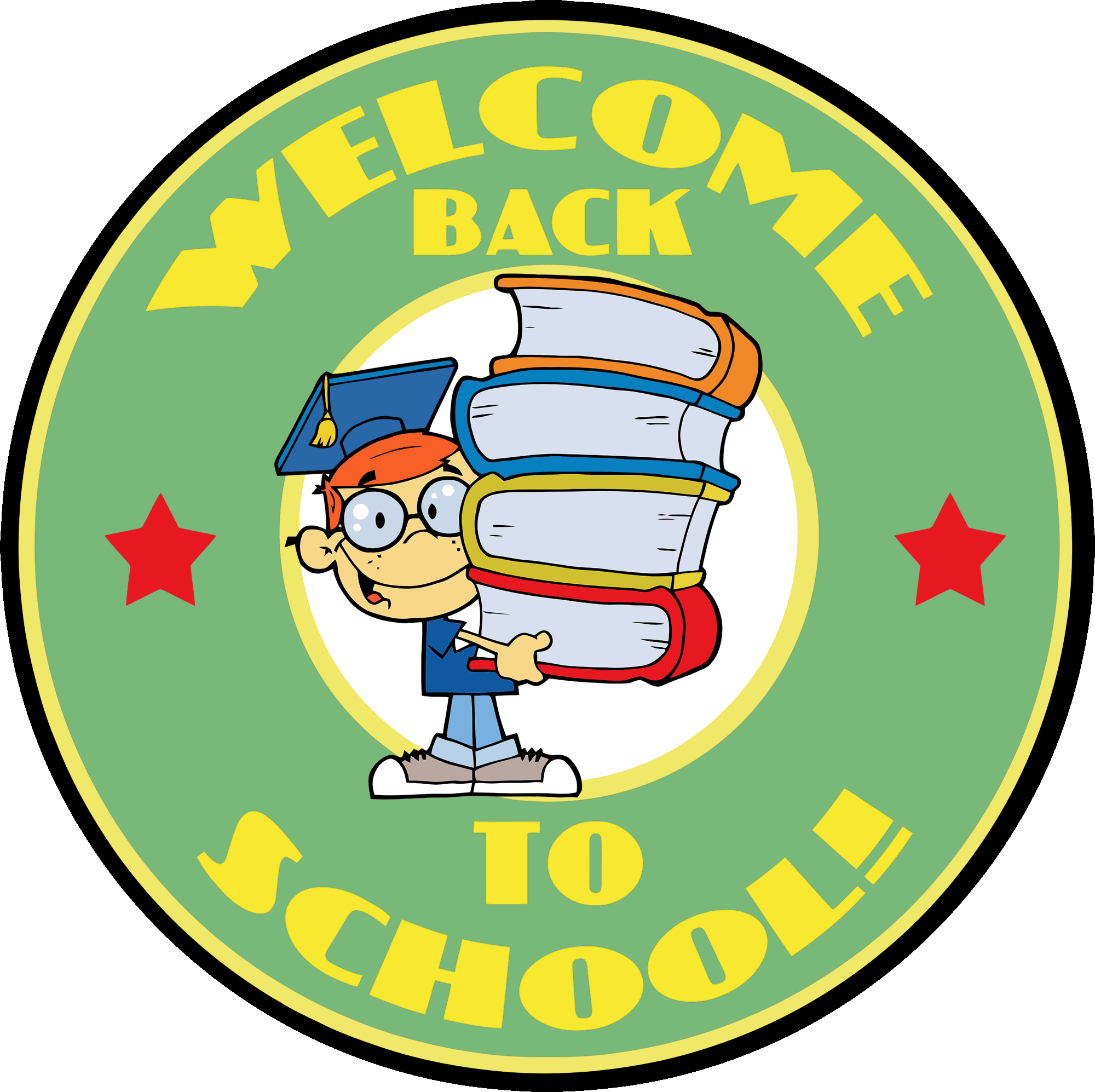 Welcome Back To School Kid With Books