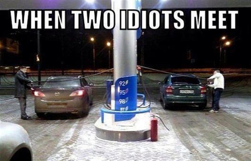 When Two Idiots Meet Funny Car Meme Image