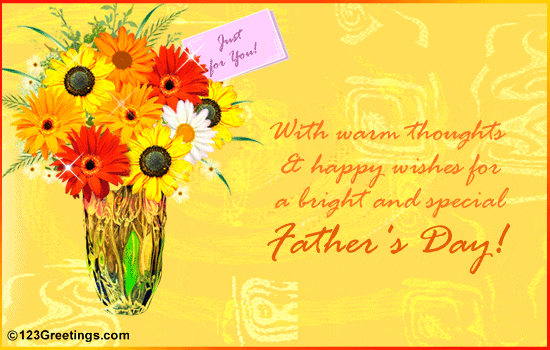 With Warm Thoughts & Happy Wishes For A Bright And Special Father's Day Glitter Flowers