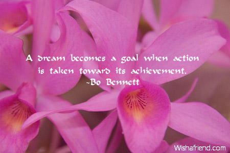 A dream becomes a goal when action is taken toward its achievement. - Bo Bennett