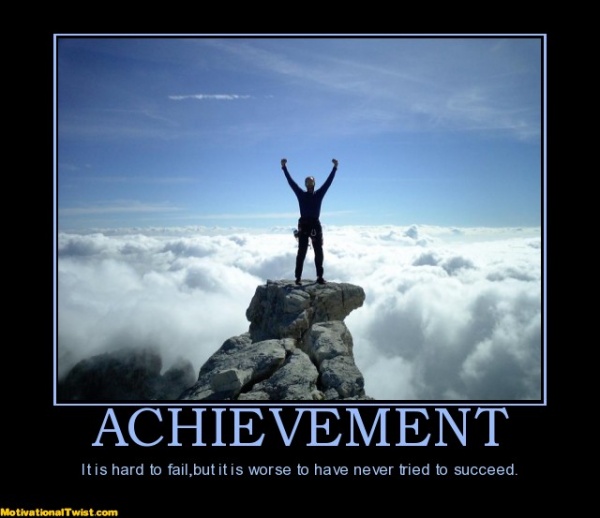 Achievement – It is hard to fail, but it is worse never to have tried to succeed.