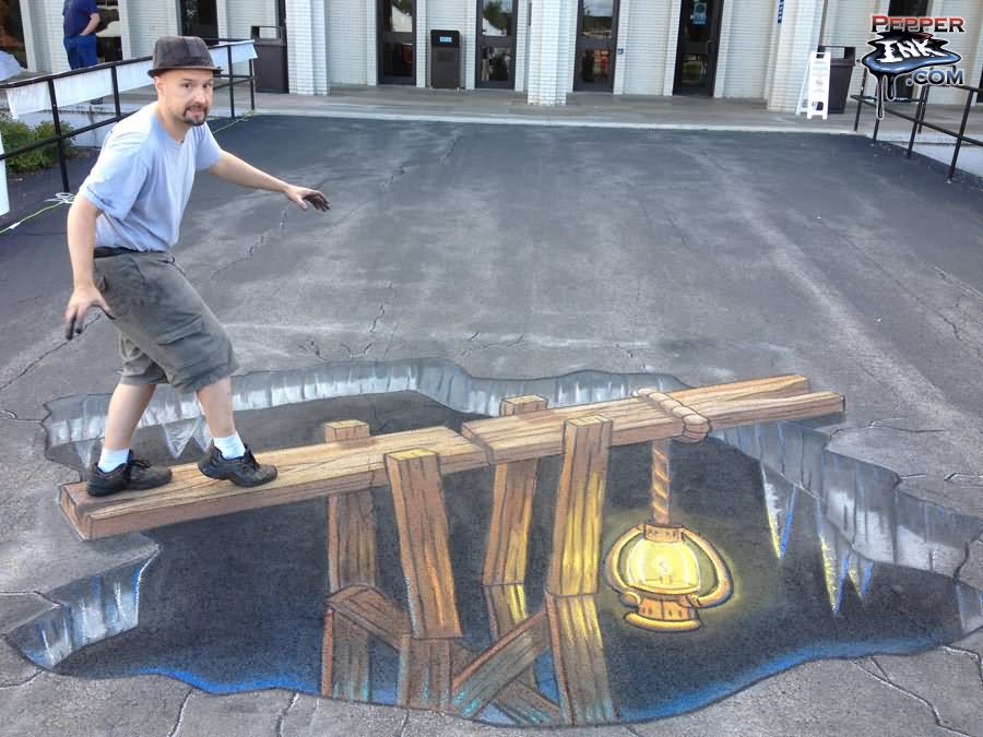 35 Most Stunning Chalk Optical Illusion Images And Pictures