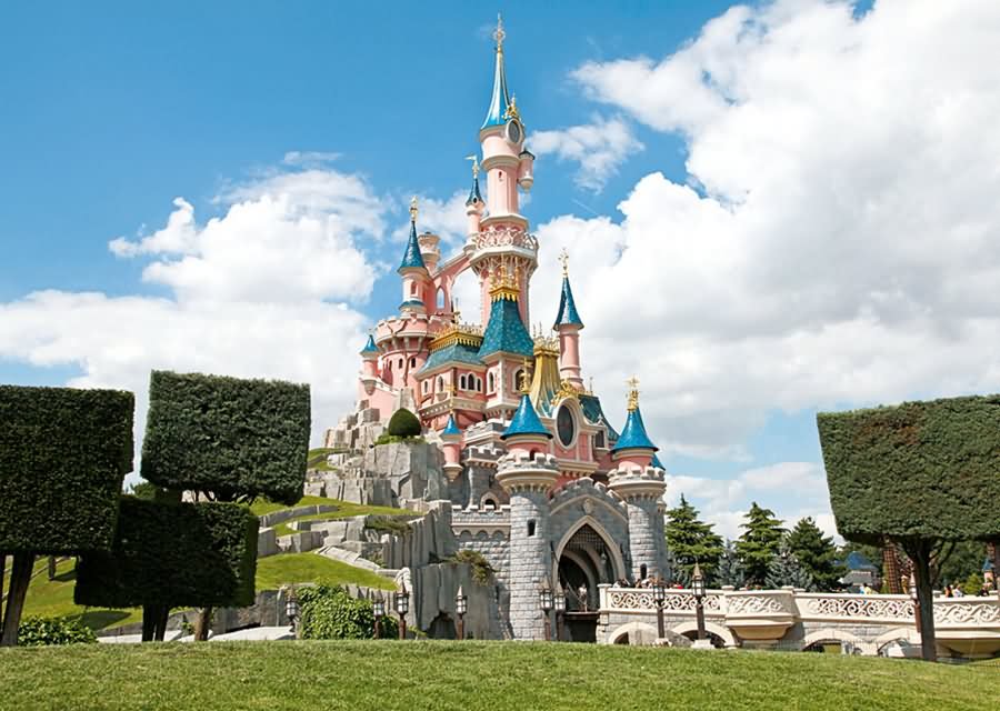 Adorable Side View Of Disneyland Paris Castle