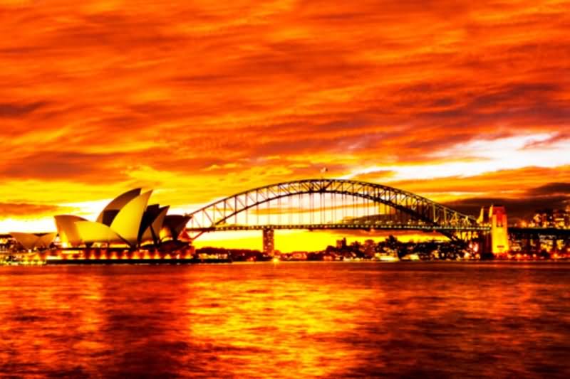 Adorable Sunset View Of Sydney Harbour Bridge