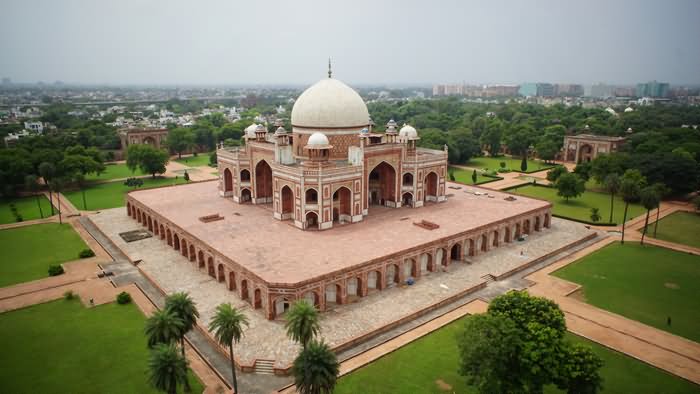 Aerial View Of Humayun's Tomb And Charbagh Garden