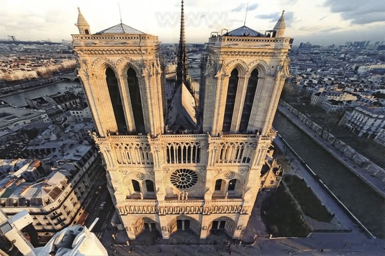 Aerial View Of Notre Dame de Paris