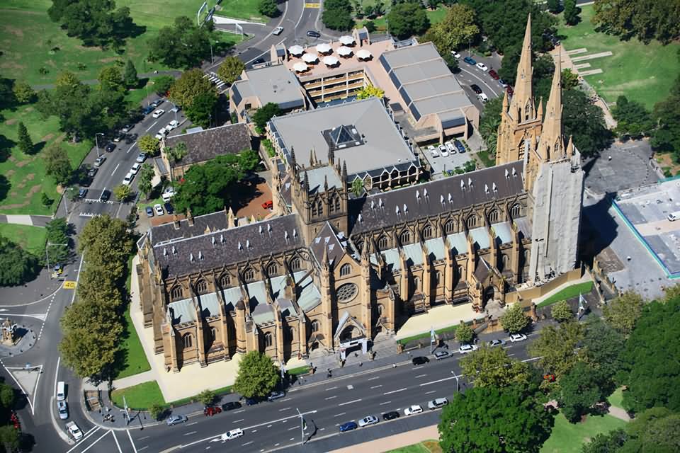 Aerial View Of St. Mary’s Cathedral Sydney