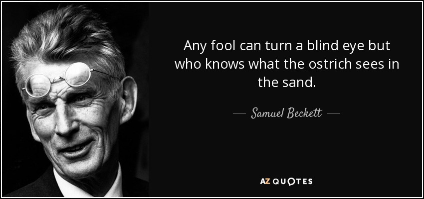 Any fool can turn a blind eye but who knows what the ostrich sees in the sand  - Samuel Beckett